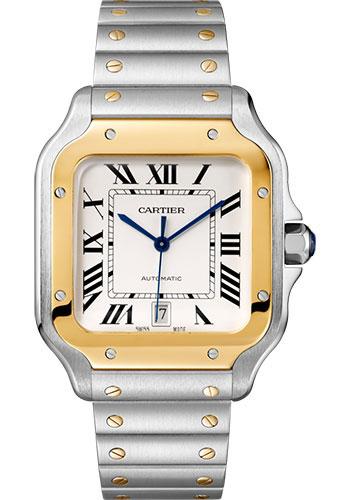 cartier-santos-de-cartier-watch-39-8-mm-gold-and-steel-case-yellow-gold-bezel-silvered-dial-steel-bracelet-w2sa0009