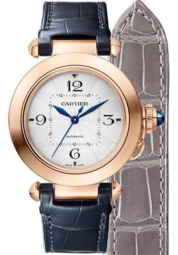 cartier-pasha-de-cartier-watch-35-mm-pink-gold-case-silver-dial-navy-blue-and-gray-alligator-straps-wgpa0014