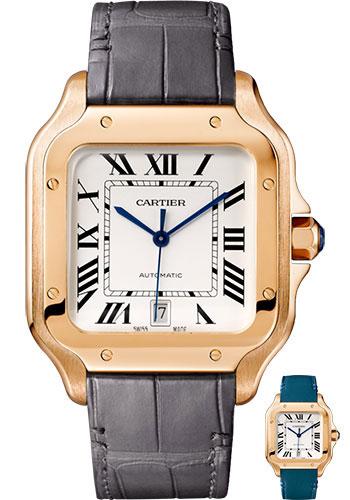 cartier-santos-de-cartier-watch-39-8-mm-pink-gold-case-silvered-dial-dark-grey-alligator-strap-quickswitch-bracelet-wgsa0011