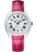 cartier-cle-de-cartier-watch-35-mm-white-gold-diamond-case-white-dial-fuchsia-pink-alligator-strap-wjcl0049