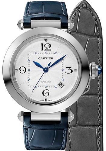 cartier-pasha-de-cartier-watch-41-mm-steel-case-silver-dial-dark-gray-and-navy-alligator-straps-wspa0010