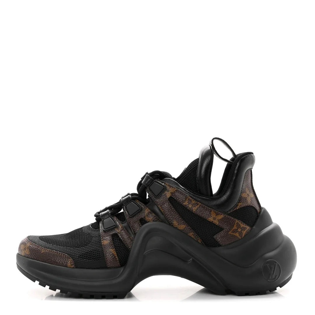 LOUIS VUITTON CALFSKIN MONOGRAM LV ARCHLIGHT SLINGBACK PUMP BLACK BLACK & BROWN MONOGRAM