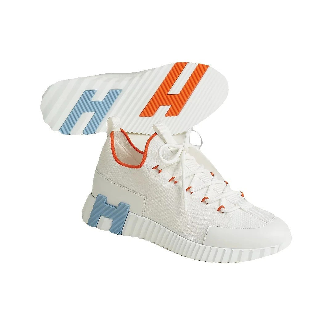 HERMÈS LIFT SLIP-ON SNEAKER WHITE & BLUE & ORANGE