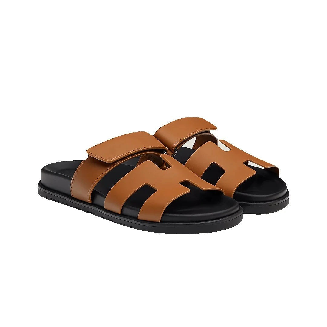 HERMÈS CHYPRE SANDAL TAN & BLACK