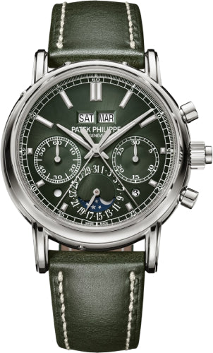 patek-philippe-grand-complications-split-seconds-chronograph-perpetual-calendar-white-gold-olive-green-dial-5204g-001