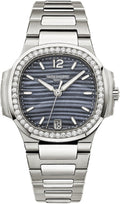 patek-philippe-nautilus-ladies-33-6mm-blue-stainless-steel-mother-of-pearl-index-diamond-bezel-date-7018-1a-010