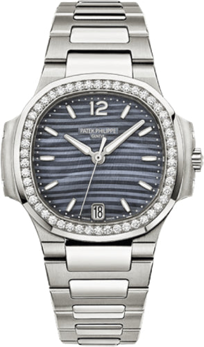 patek-philippe-nautilus-ladies-33-6mm-blue-stainless-steel-mother-of-pearl-index-diamond-bezel-date-7018-1a-010