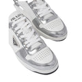 PRADA DOWNTOWN LEATHER SNEAKERS SILVER & WHITE