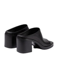 MIU MIU FOULE LEATHER MULES COFFEE BLACK