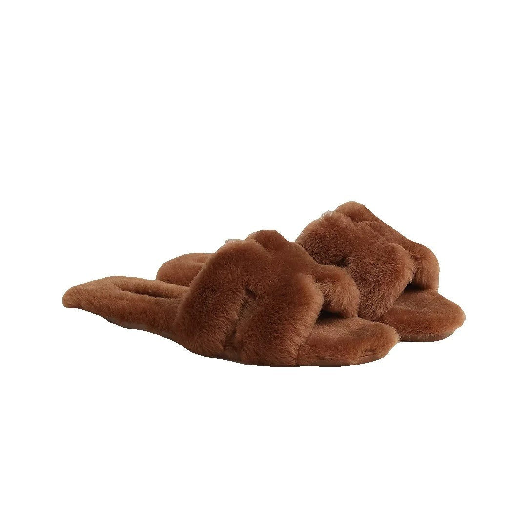 HERMÈS ORAN SANDAL BROWN FUR