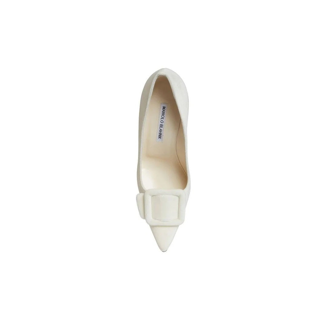 MANOLO BLAHNIK MAYSLI BUCKLE-DETAIL PUMPS WHITE