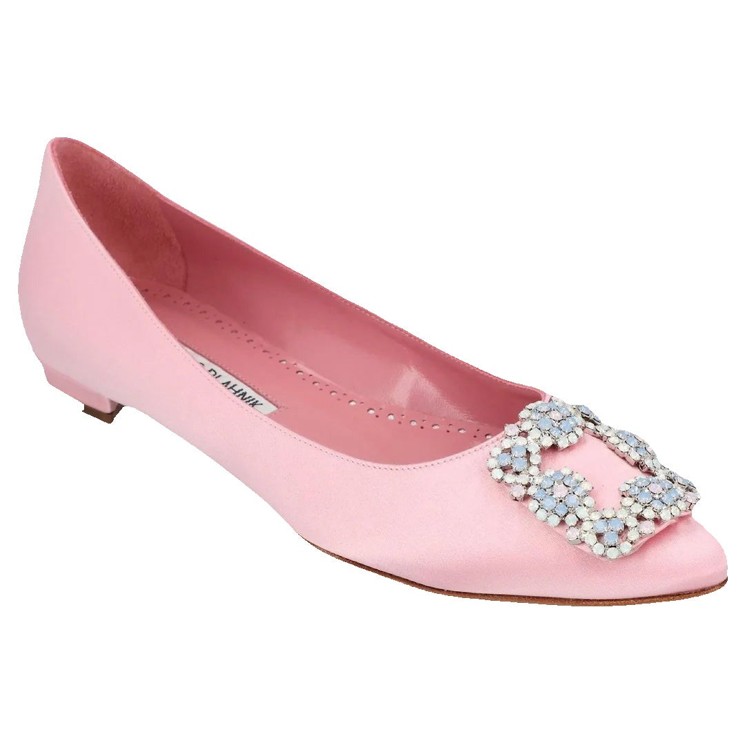 MANOLO BLAHNIK RONCONAFLAT BALLERINAS PINK