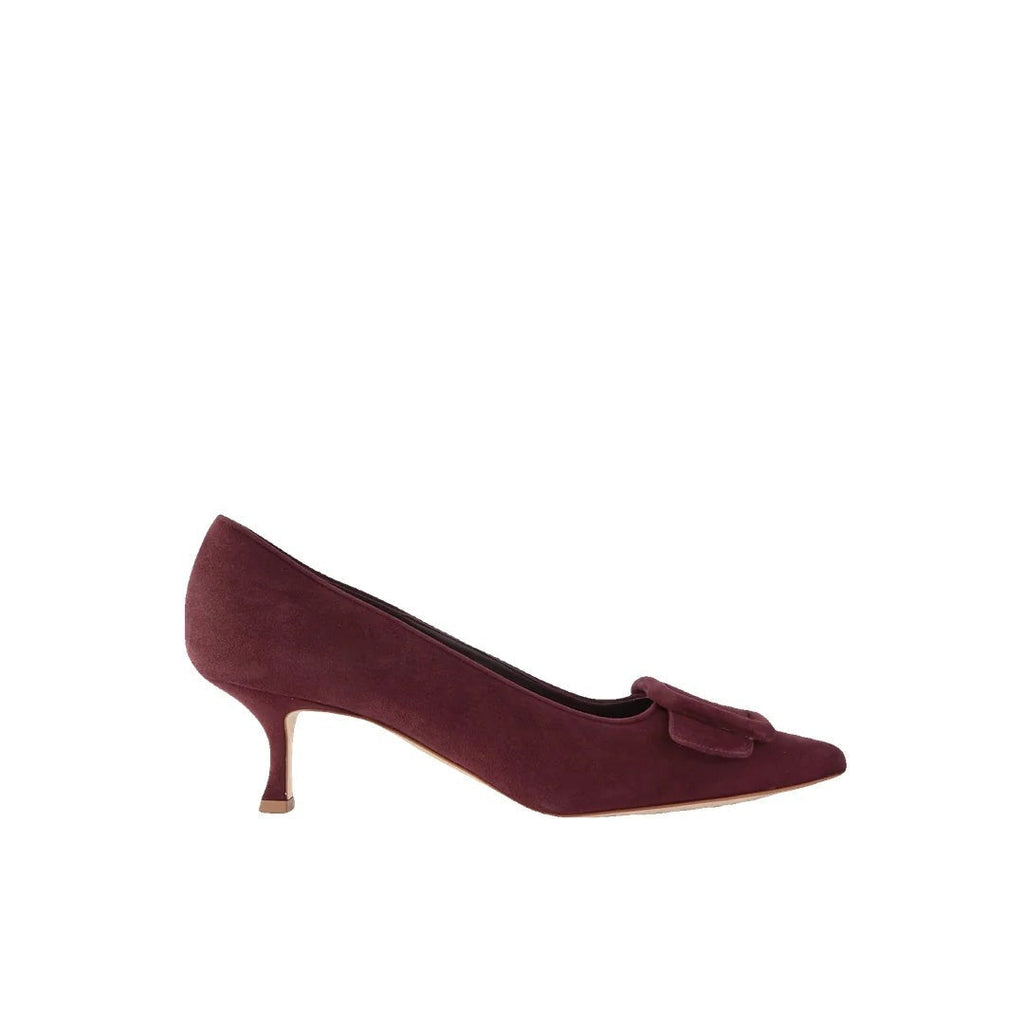 MANOLO BLAHNIK MAYSALE BI-COLOR PUMPS BURGUNDY