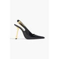 SAINT LAURENT P.A.R.I.S. SLINGBACK PUMPS MARRON GLACE SILVER & BLACK