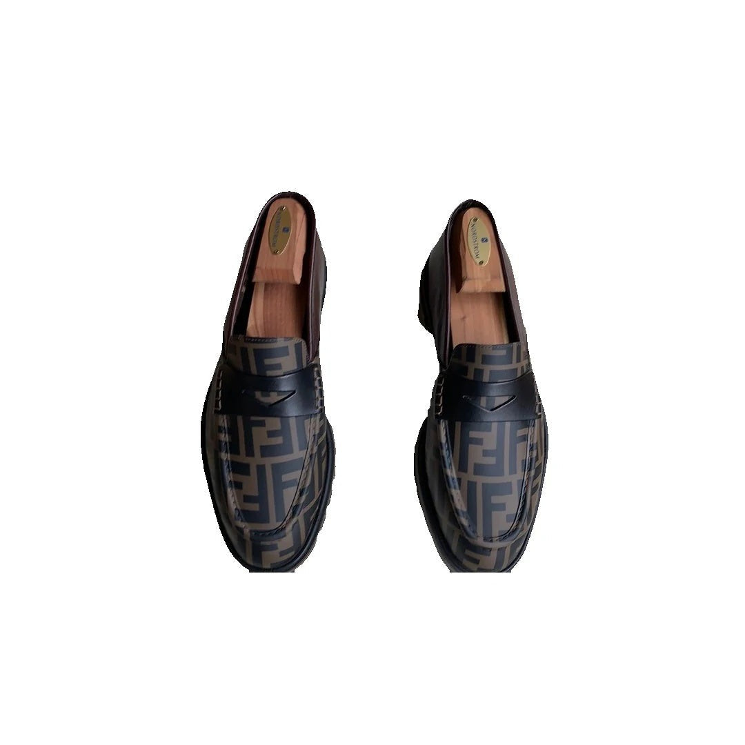 FENDI MOCASSINO BAGUETTE LOAFER BROWN FF LOGO