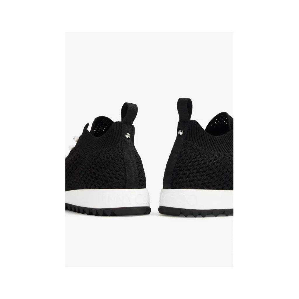 JIMMY CHOO VELES PEARL LACE-UP SNEAKERS BLACK