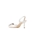 MANOLO BLAHNIK GIBSLI EMBELLISHED CREPE SLINGBACK PUMPS WHITE