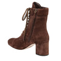 MIU MIU SHEARLING SUEDE ANKLE BOOT DESERTO BROWN LACE-UP