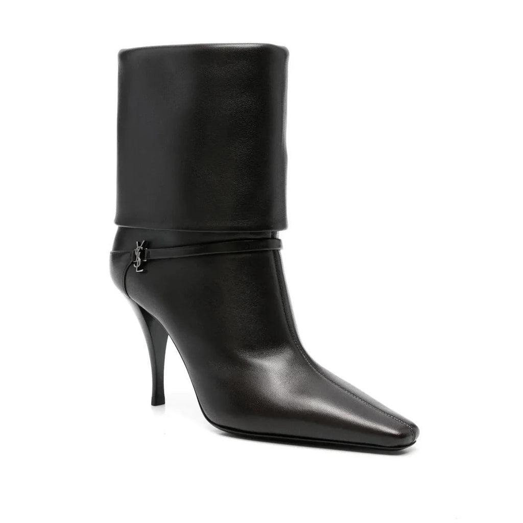 SAINT LAURENT 85MM FOLDED BOOTS BLACK