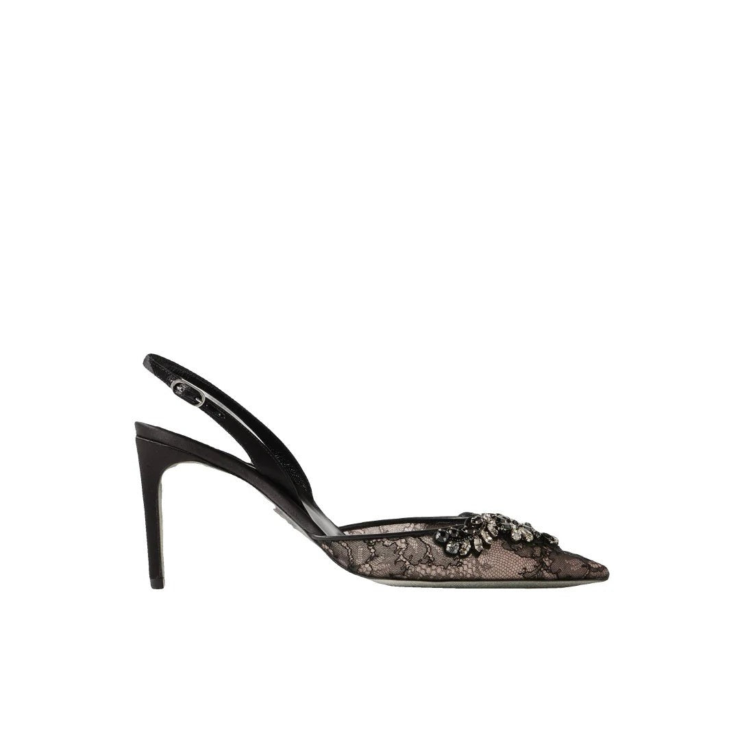 RENÉ CAOVILLA JINNY CRYSTAL-EMBELLISHED SLINGBACK PUMP BLACK