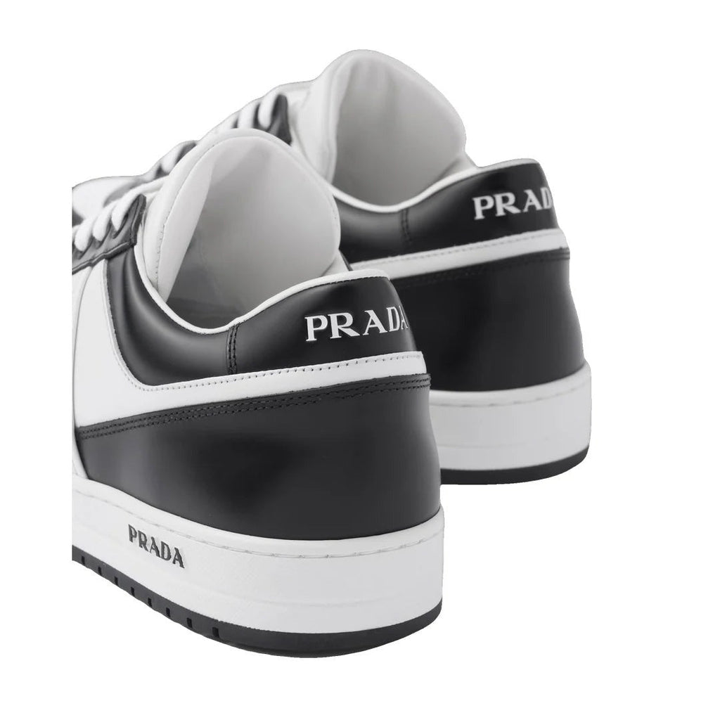 PRADA LEATHER AND FABRIC SNEAKERS WITH TWO TONES BLACK & WHITE