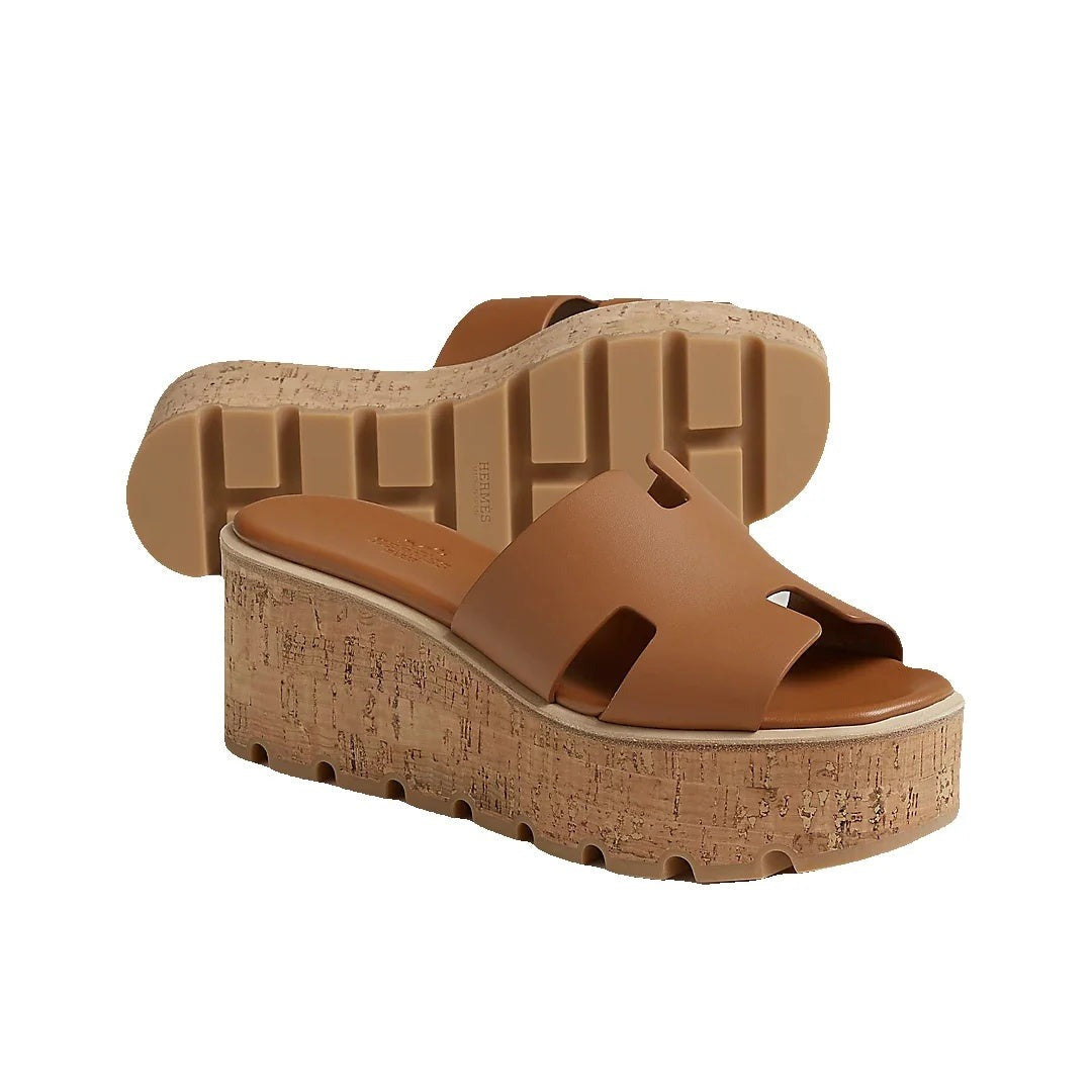 HERMÈS EZE SANDAL BEIGE TAN & COGNAC