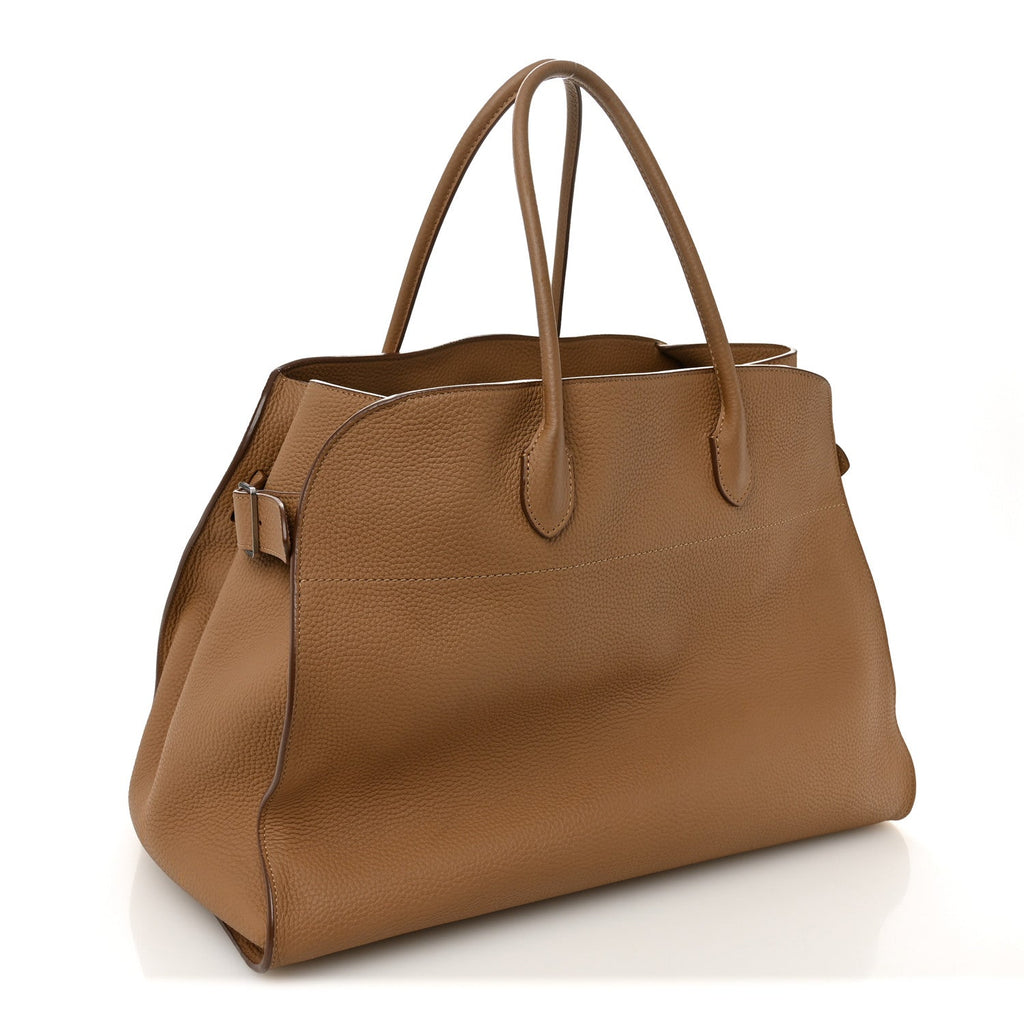 THE ROW MATTE GRAINED CALFSKIN SOFT MARGAUX 17 DARK TAUPE