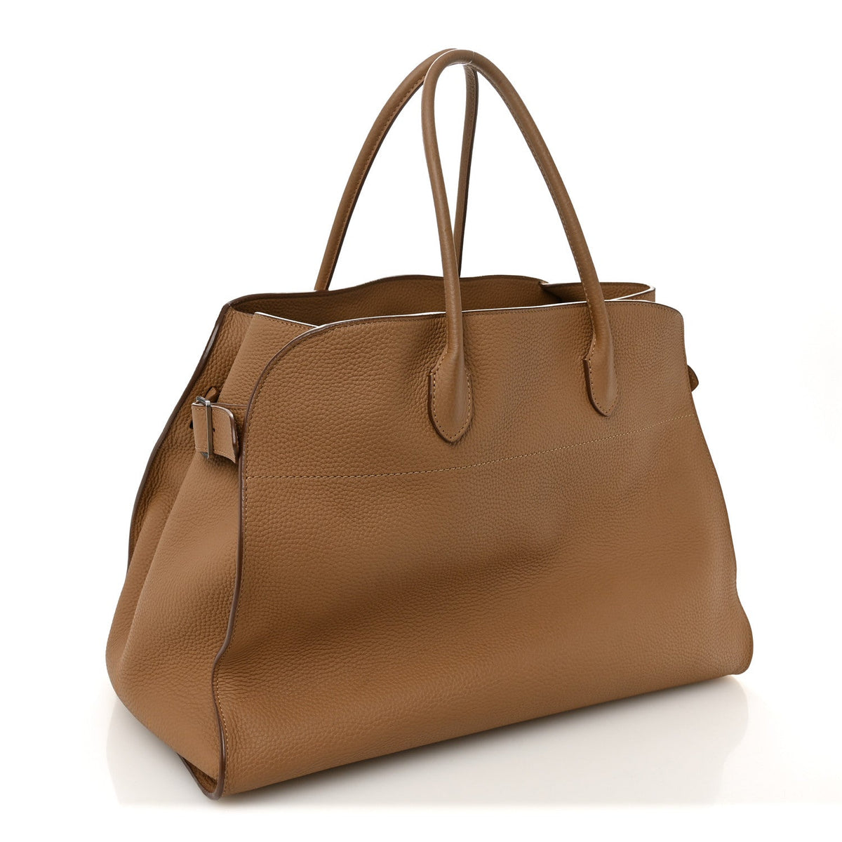 THE ROW MATTE GRAINED CALFSKIN SOFT MARGAUX 17 DARK TAUPE