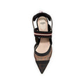 FENDI 85MM COLIBRÌ EMBELLISHED MESH SLINGBACK PUMPS METALLIC BLACK & BROWN