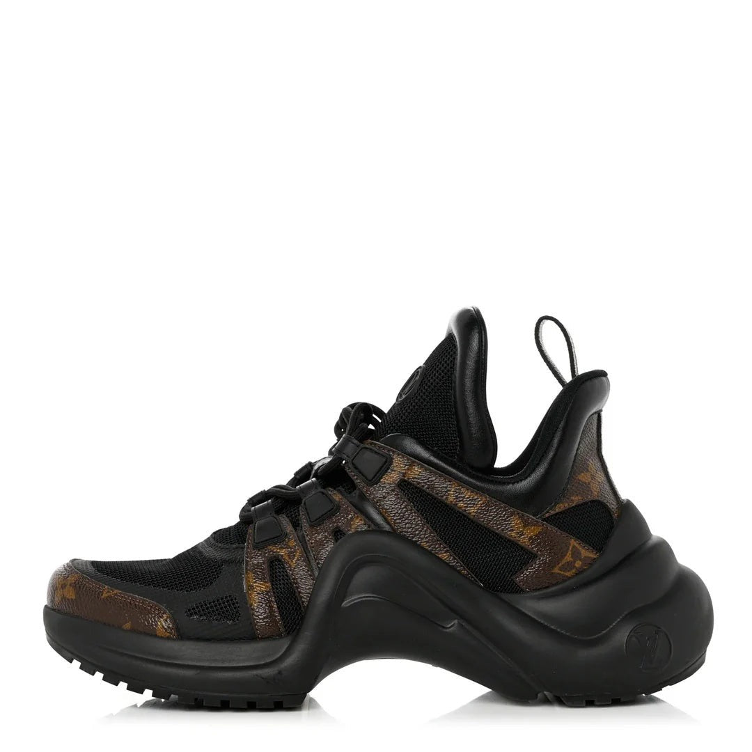 LOUIS VUITTON CALFSKIN MONOGRAM LV ARCHLIGHT SLINGBACK PUMP BLACK BLACK & BROWN MONOGRAM