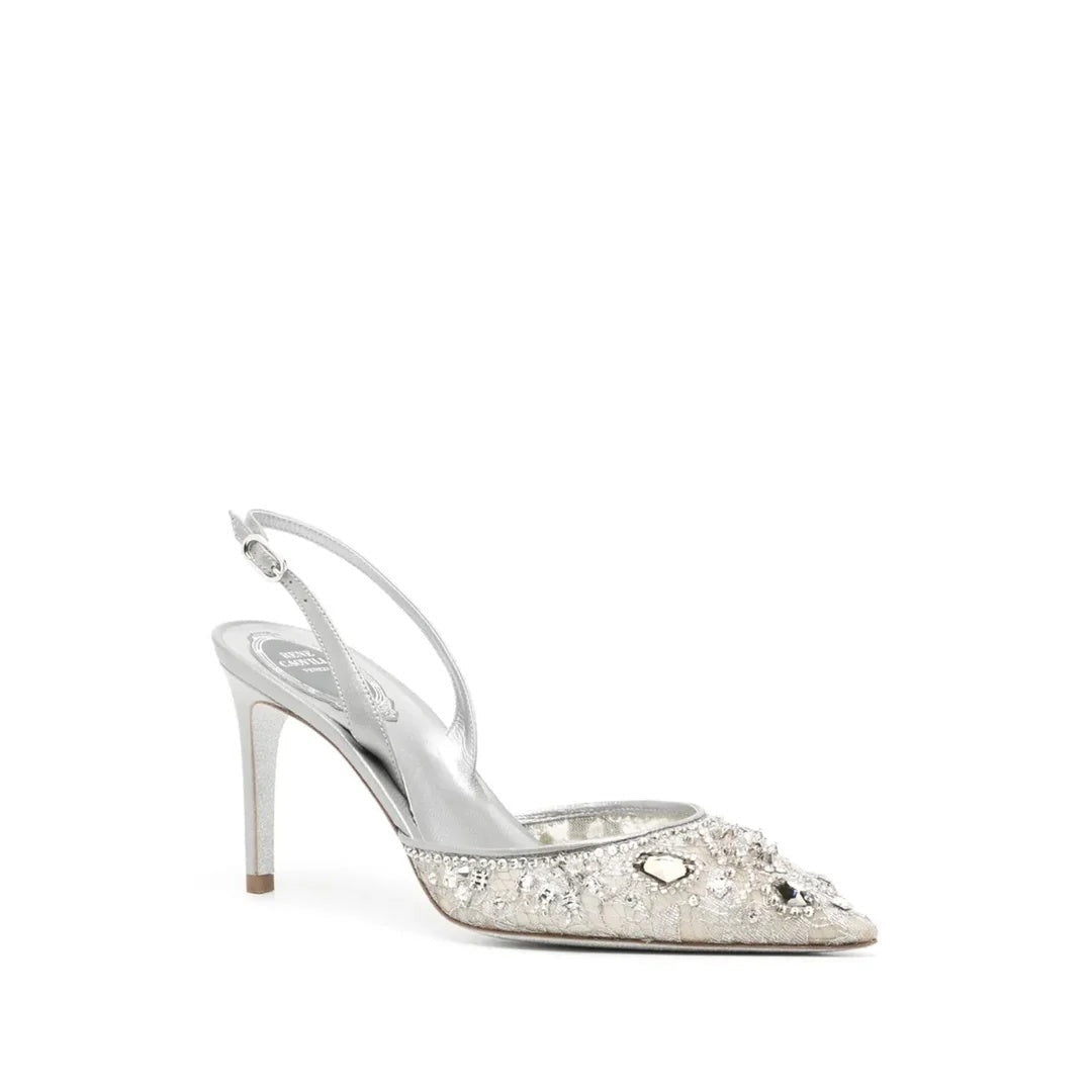 RENÉ CAOVILLA EVA LILAC MULE SILVER