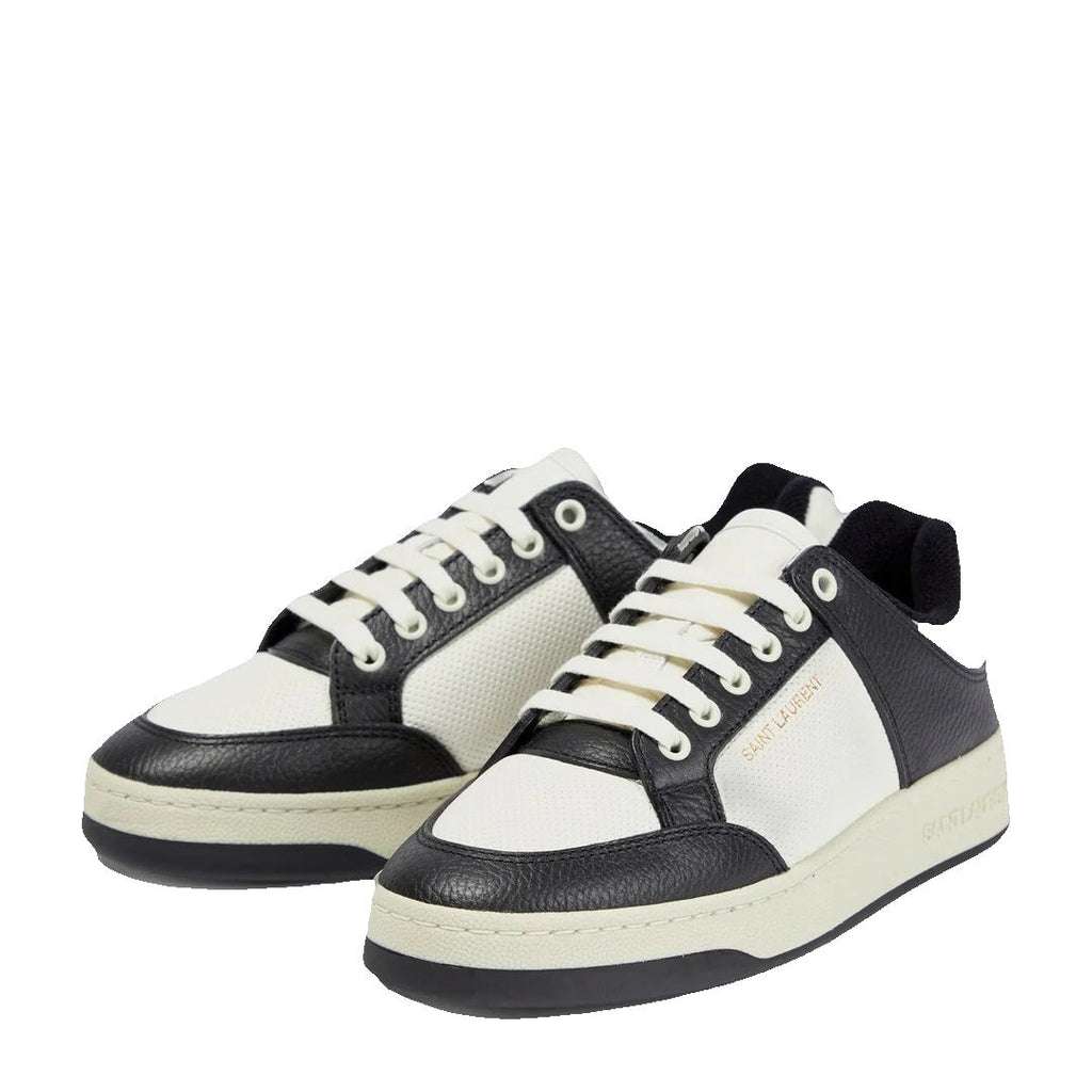 SAINT LAURENT SL/ LACE-UP LEATHER SNEAKERS BLACK & WHITE