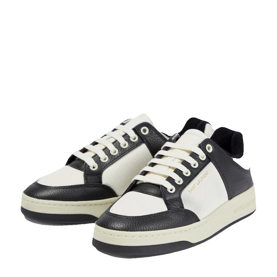 SAINT LAURENT SL/ LACE-UP LEATHER SNEAKERS BLACK & WHITE