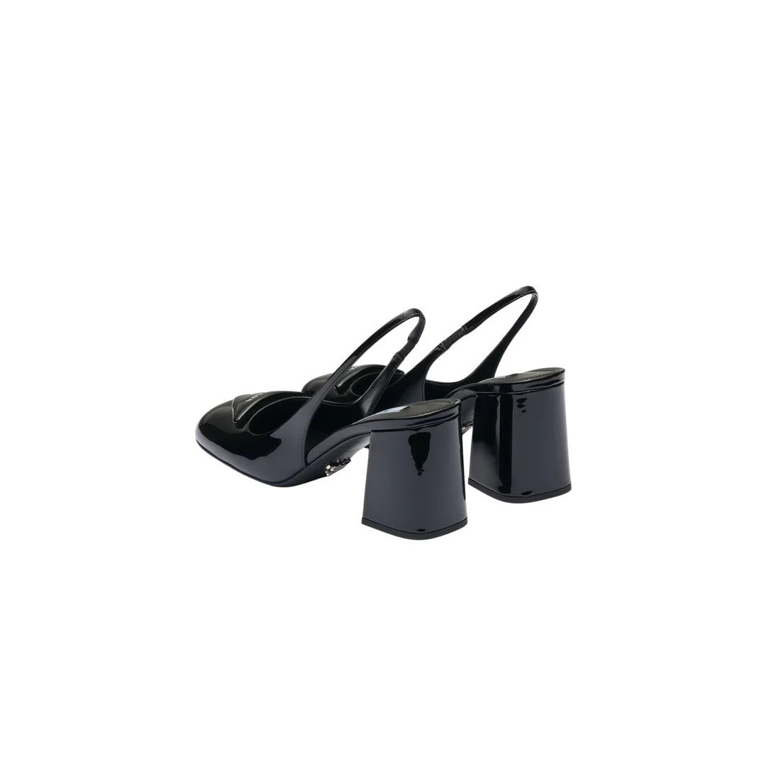 PRADA PATENT LEATHER SLINGBACK PUMPS BLACK