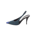SAINT LAURENT SLINGBACK WEDGE PUMPS GREEN & BLUE TWEED