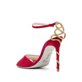 RENÉ CAOVILLA 100MM CLEO FLOWER-EMBELLISHED LEATHER SANDAL RED