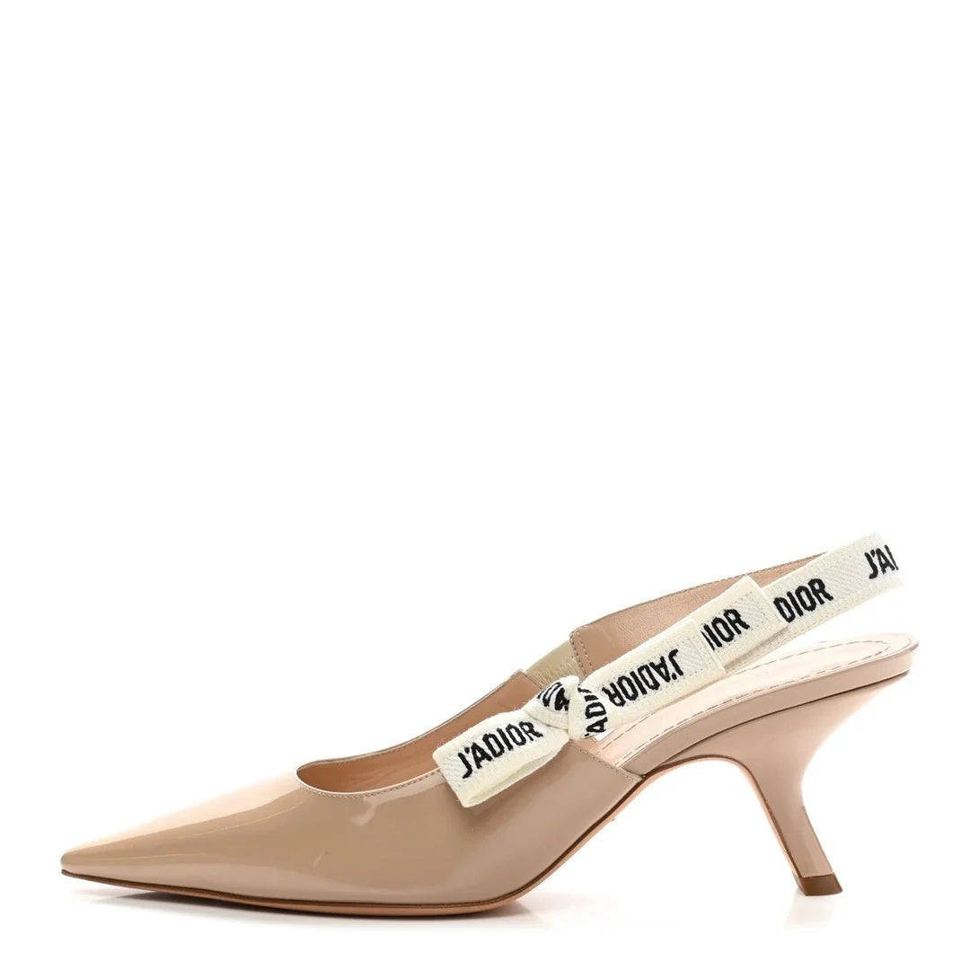 CHRISTIAN DIOR PATENT RIBBON J'ADIOR SLINGBACK 100MM PUMP NUDE