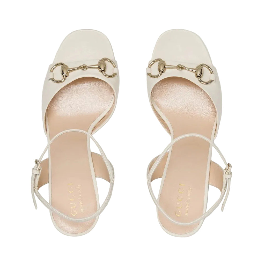 GUCCI 80MM HORSEBIT SANDALS WHITE & CREAM