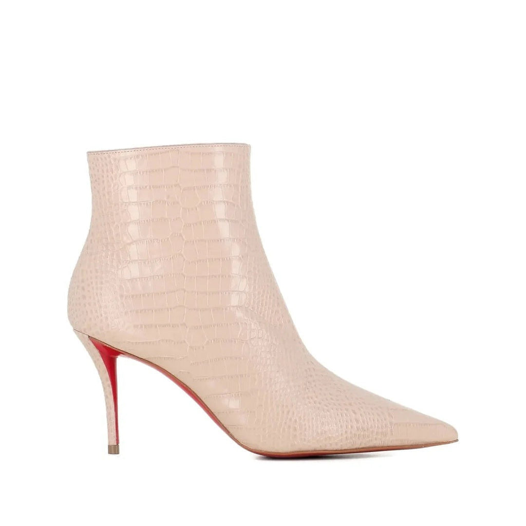 CHRISTIAN LOUBOUTIN MISS Z LEATHER ANKLE BOOTS BEIGE & NUDE