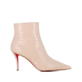 CHRISTIAN LOUBOUTIN MISS Z LEATHER ANKLE BOOTS BEIGE & NUDE
