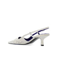 BURBERRY CHISEL LEATHER SLINGBACK PUMPS WHITE