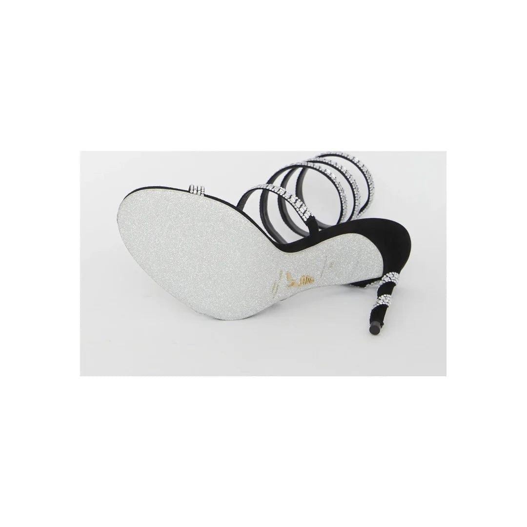 RENÉ CAOVILLA MARGOT SANDAL WITH BUTTERFLIES SILVER & BLACK