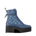 LOUIS VUITTON SUEDE LAUREATE PLATFORM CHELSEA BOOT BLUE DENIM