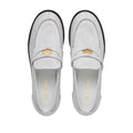 MIU MIU COGNAC WOVEN LEATHER PENNY LOAFERS WHITE