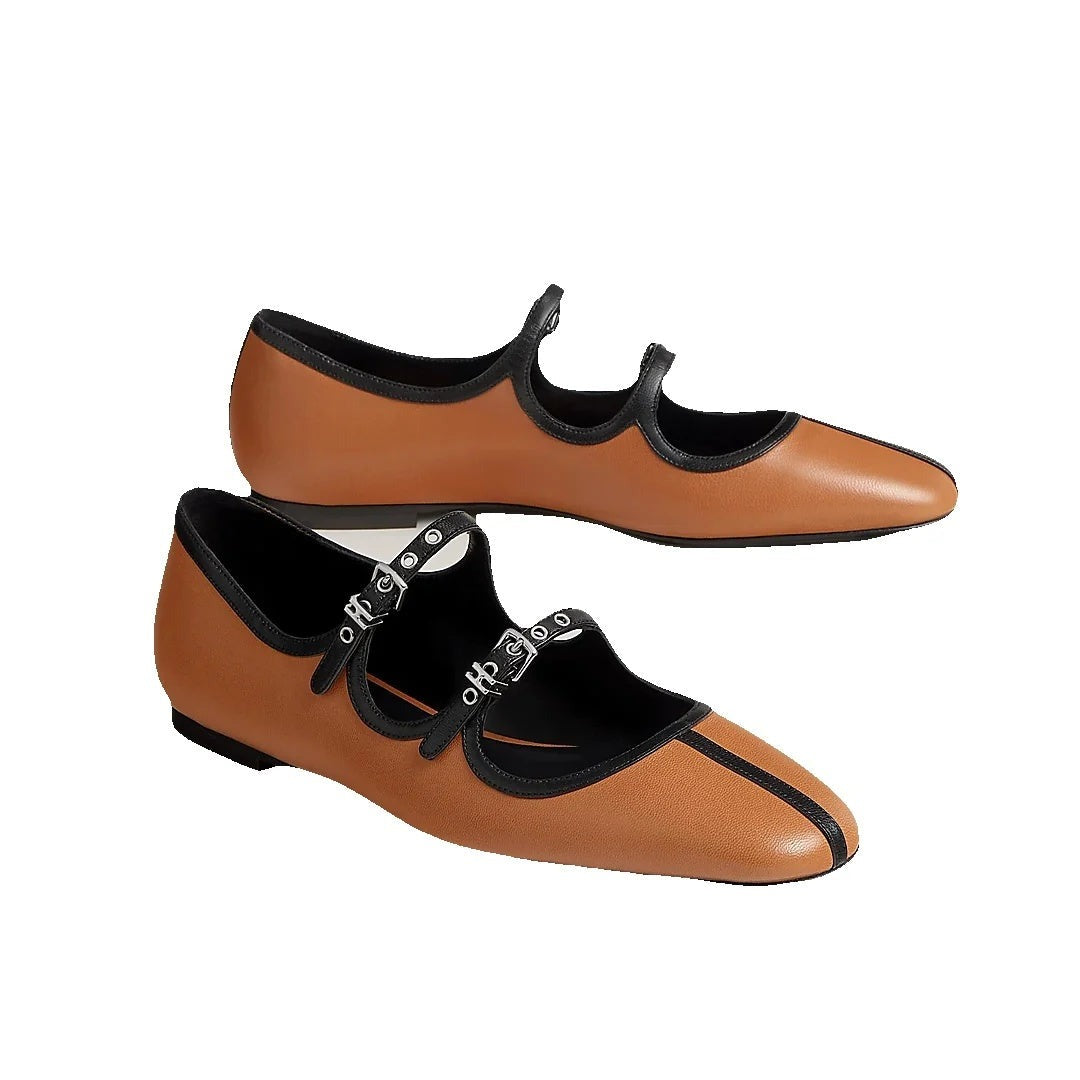 HERMÈS LILIA BALLET FLAT TAN & BROWN