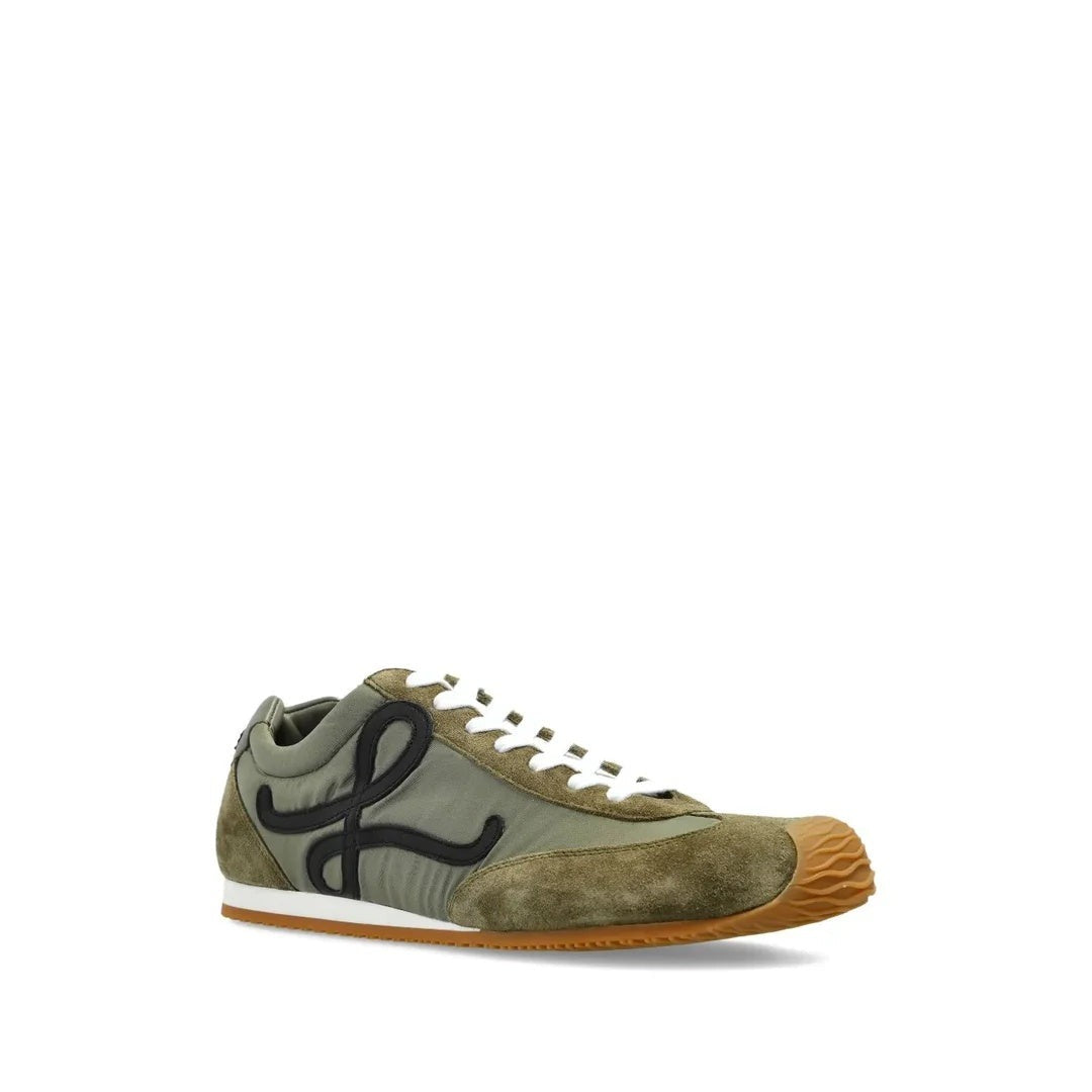 LOEWE BALLET RUNNER . NYLON AND CALFSKIN SHERWOOD GREEN OLIVE & KHAKI GREEN