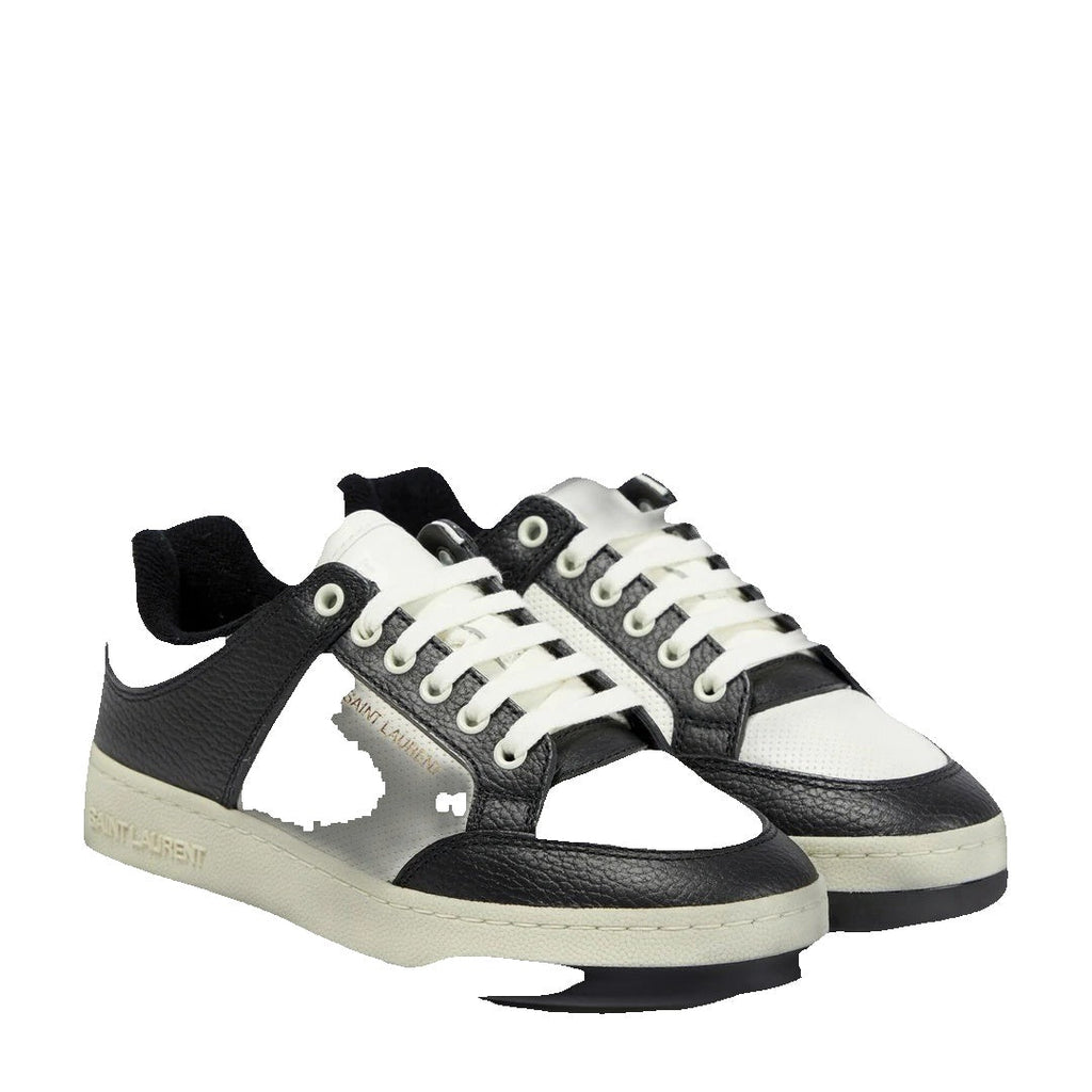 SAINT LAURENT SL/ LACE-UP LEATHER SNEAKERS BLACK & WHITE