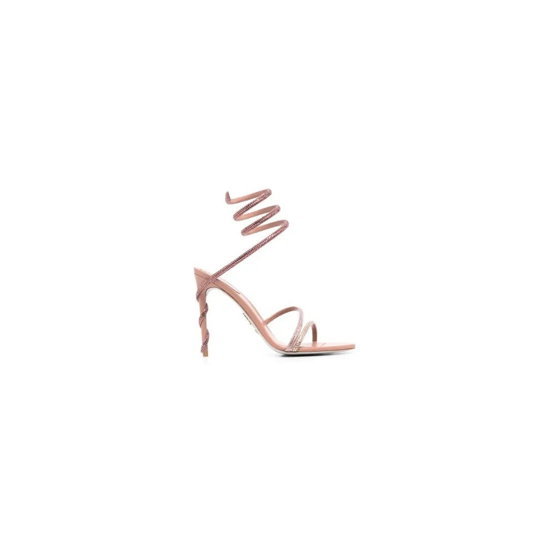 RENÉ CAOVILLA CLEO RHINESTONE-EMBELLISHED SANDAL PINK & ROSE