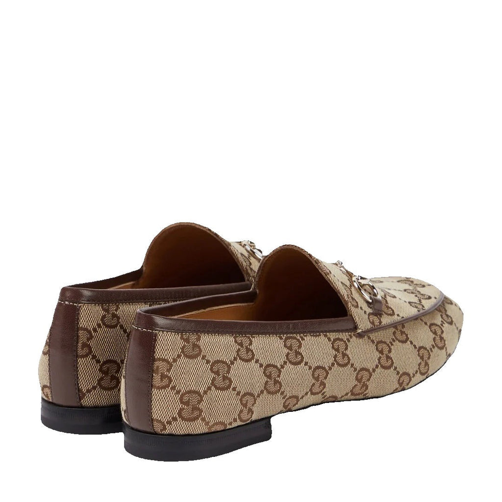 GUCCI VELVET GG MONOGRAM HORSEBIT JORDAAN LOAFERS BLUE BEIGE & EBONY CANVAS