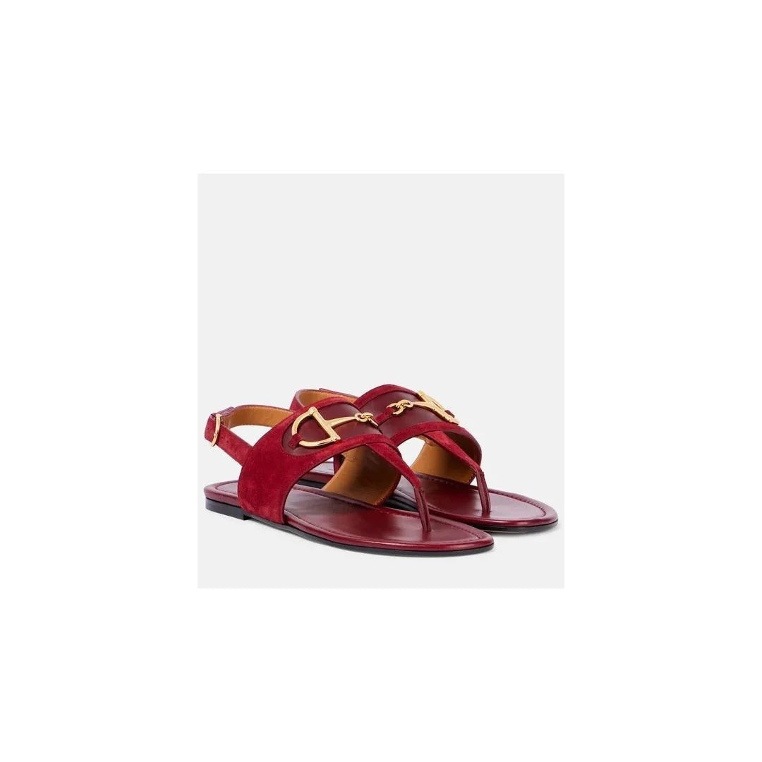 GUCCI RUBBER HORSEBIT THONG SANDALS VINTAGE RED